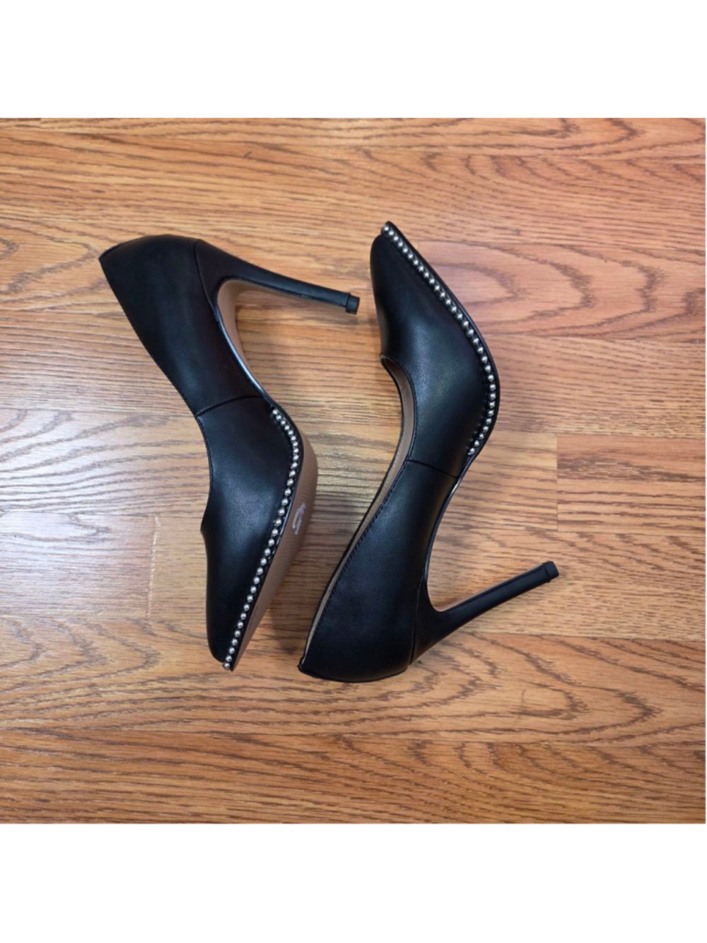 BCBGeneration Black Studded Pointed Toe Heels Size 7.5 - Picture 2 of 7